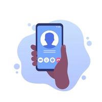 Video call, phone in hand vector icon