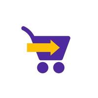 shopping cart with arrow vector icon