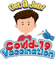 fuente de vacunación covid-19 con un niño recibiendo la vacuna covid-19 vector