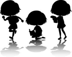 Set of kids silhouette with reflex vector