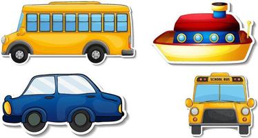 Random stickers with transportable vehicle objects vector