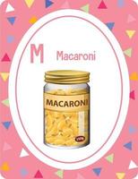 Alphabet flashcard with letter M for Macaroni vector