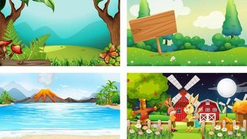 Four different nature horizontal scene vector