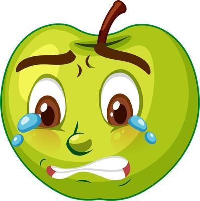 Apple cartoon character with facial expression