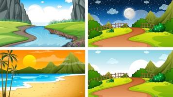 Four different scene of nature park and forest vector