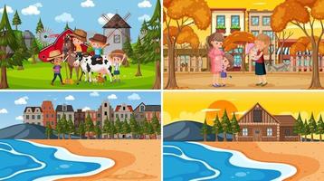 Different background scenes of nature in set vector