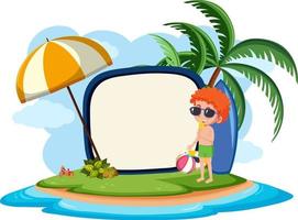 Empty banner template with summer beach element isolated vector