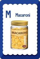 Alphabet flashcard with letter M for Macaroni vector