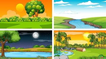 Four different scene of nature park and forest vector