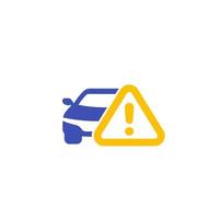 car and warning icon on white vector