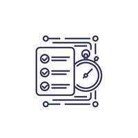 check list and timer line icon vector