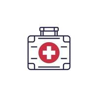 First aid kit icon, line vector