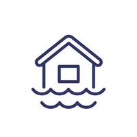 Flood line icon with a house vector