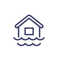 icono de línea de inundación con una casa vector