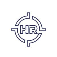 HR icon with target, human resources line vector