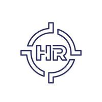 HR icon with target, human resources line vector