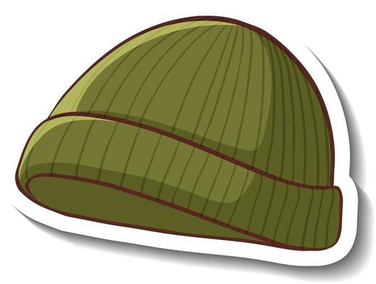 A sticker template with a green beanie hat isolated