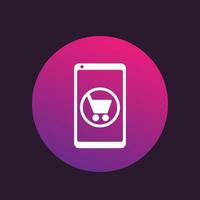 Mobile shopping, e-commerce vector icon