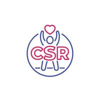 icono de csr, responsabilidad social corporativa, vector de línea