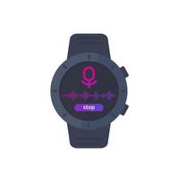 Audio recording ui, recorder in smart watch, vector