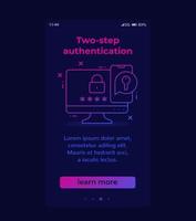 authentication in two steps mobile banner with icon vector