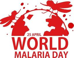 World Malaria Day logo or banner with mosquito vector