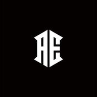 monograma de logotipo ae con plantilla de diseños de forma de escudo vector