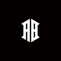 monograma de logotipo ab con plantilla de diseños de forma de escudo vector