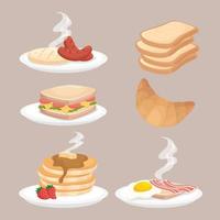 diseño de vector de colección de iconos de desayuno