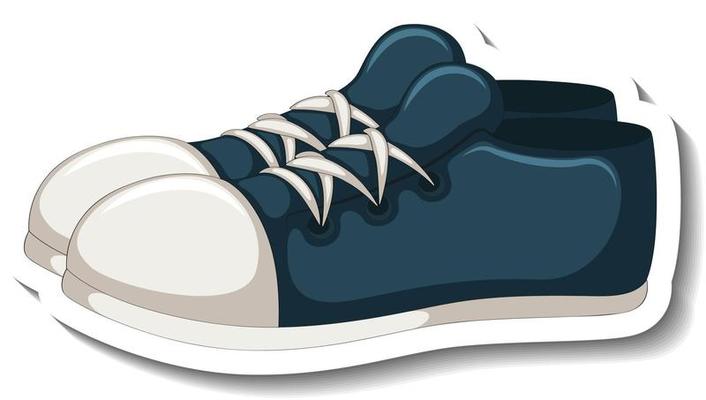 A sticker template with blue sneakers isolated