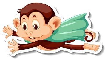 Sticker template with a super hero monkey on white background vector