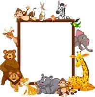 Empty banner with many different wild animals vector