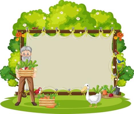 Canvas frame template in the garden scene isolated on white background