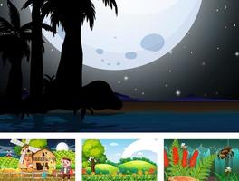 Four different nature horizontal scene vector