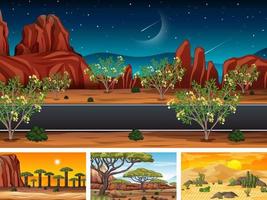 Set of different nature horizontal scenes vector