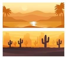 seascape and desert abstract landscapes scenes backgrounds vector