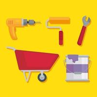 bundle of five construction tools set icons vector