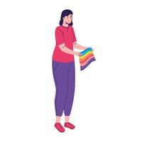 young woman with lgtbi flag pride character vector