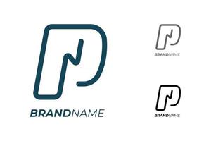 Initial letter P with electrical lightning for technology business identity logotype concept. Electric car parking and charging icon. Power energy brand logo design template illustration vector