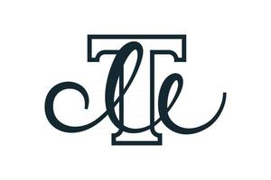 Initial letter TM or MT company name design. Bold serif T and handwrite M corporate identity monogram. Vector brand emblem on white background