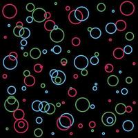 Colored abstract line bubble circle geometric shape texture pattern. Vector illustration on black background