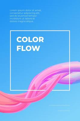 Modern colorful dynamic fluid flow poster template. Wave liquid shape on light blue color background. Art acrylic stroke for design project. Vector abstract gradient cover illustration