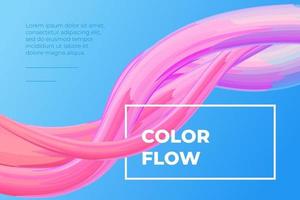 Modern colorful fluid flow poster. Wave liquid shape in blue color background. Art design for design project. Vector gradient stroke illustration