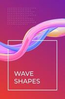 Modern colorful dynamic fluid flow poster template. Wave liquid shape on purple gradient background. Art acrylic stroke flyer design. Vector abstract curve cover illustration