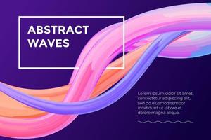 Modern colorful fluid flow poster template. Wave liquid shape on dark blue color background. Art design for design project. Vector abstract gradient illustration