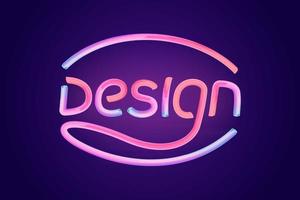 Word design glossy pink typeface concept. Typography vector illustration. 3D bubble font with glint