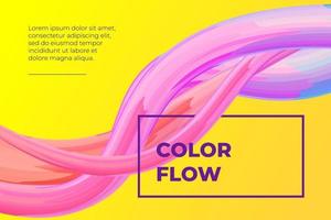 Modern colorful fluid flow poster. Wave liquid shape in yellow color background. Art design for design project. Vector gradient stroke illustration