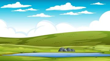 Blank meadow landscape scene at daytime vector