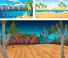 Set of different nature horizontal scenes vector