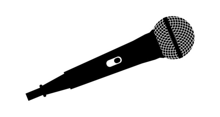 Microphone vector on white background. Mic silhouette. Music, voice, record icon. Recording studio symbol. Flat style vector illustration EPS10